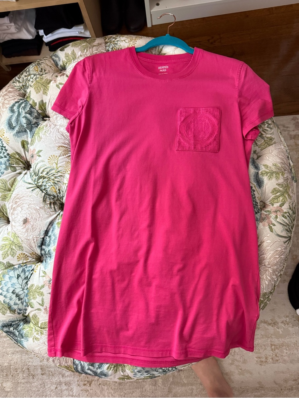 Hermes Pink Mosaic H Tee Shirt Dress with Chest Pocket - Picture 3 of 8
